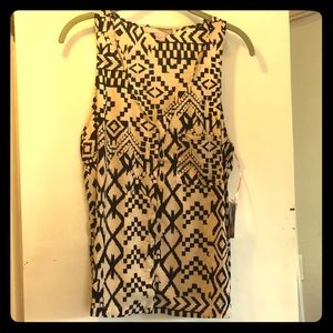 Lightweight black and white button down tank top